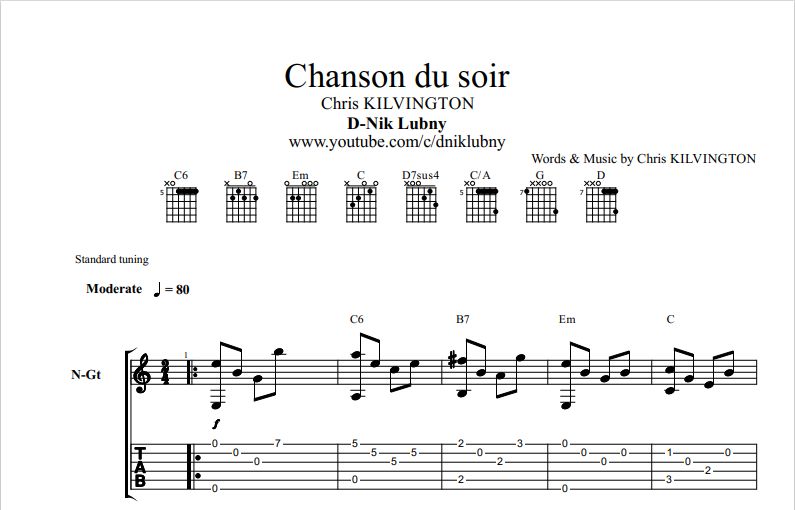 Chanson Du Soir на гитаре