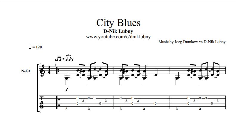 City Blues на гитаре