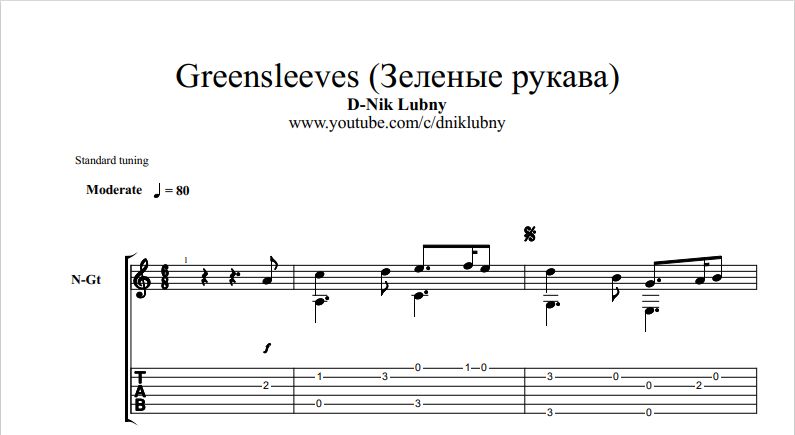Greensleeves на гитаре