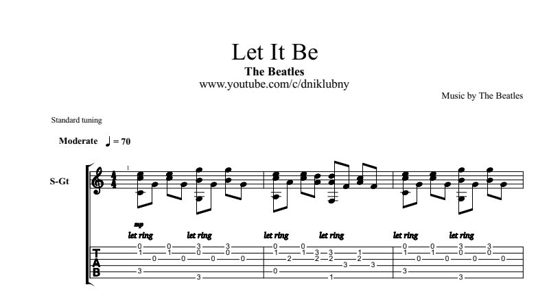 Let It Be на гитаре