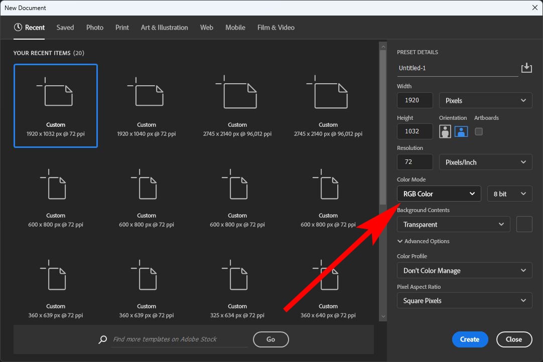 Створення нового документу Photoshop
