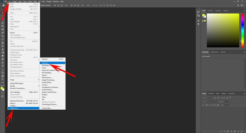 Мова інтерфейсу Photoshop
